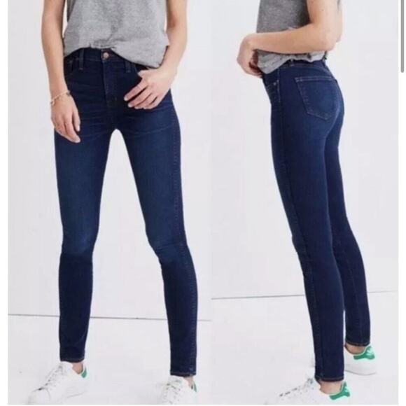 Madewell 10" High Riser Skinny Jeans in Lydia Dark Wash Stretch Denim 27 - Picture 1 of 8